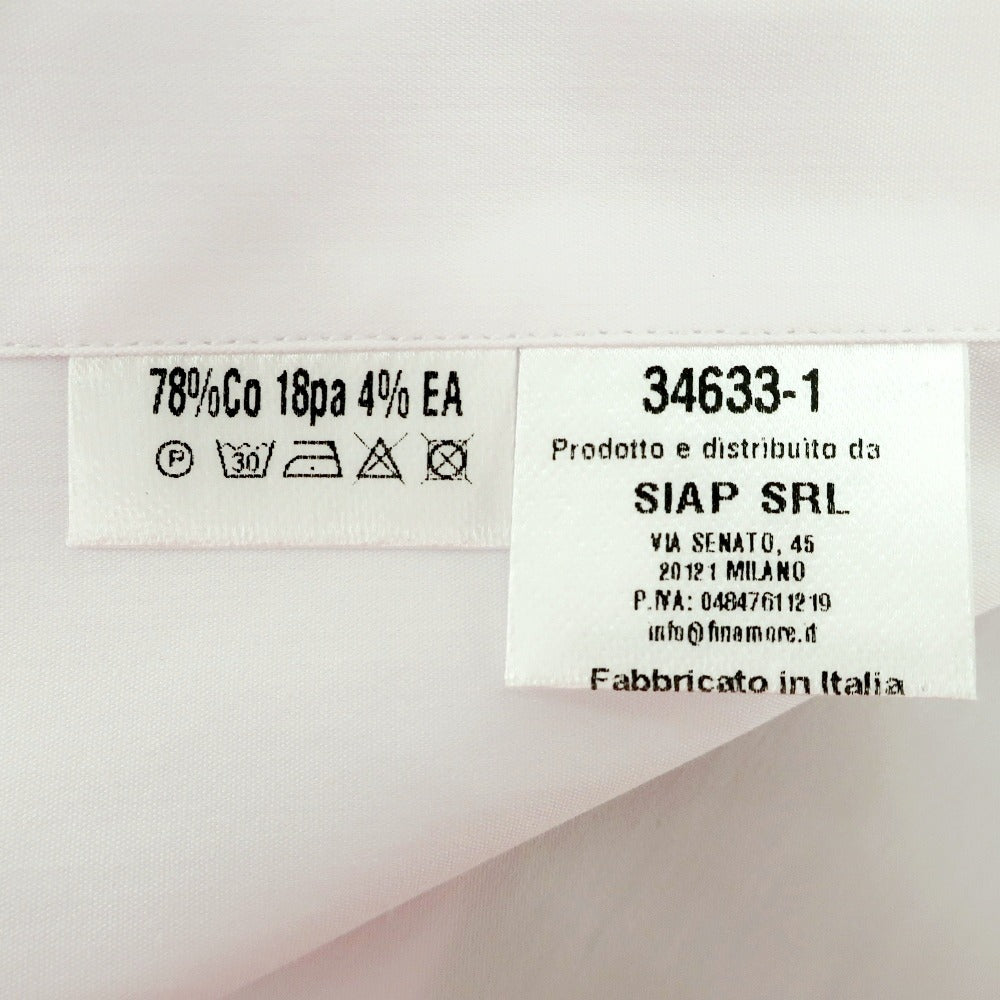 【新品アウトレット】フィナモレ Finamore ストレッチ コットンナイロン ワイドカラー ドレスシャツ ホワイト【サイズ39】【 状態ランクN- 】【 メンズ 】