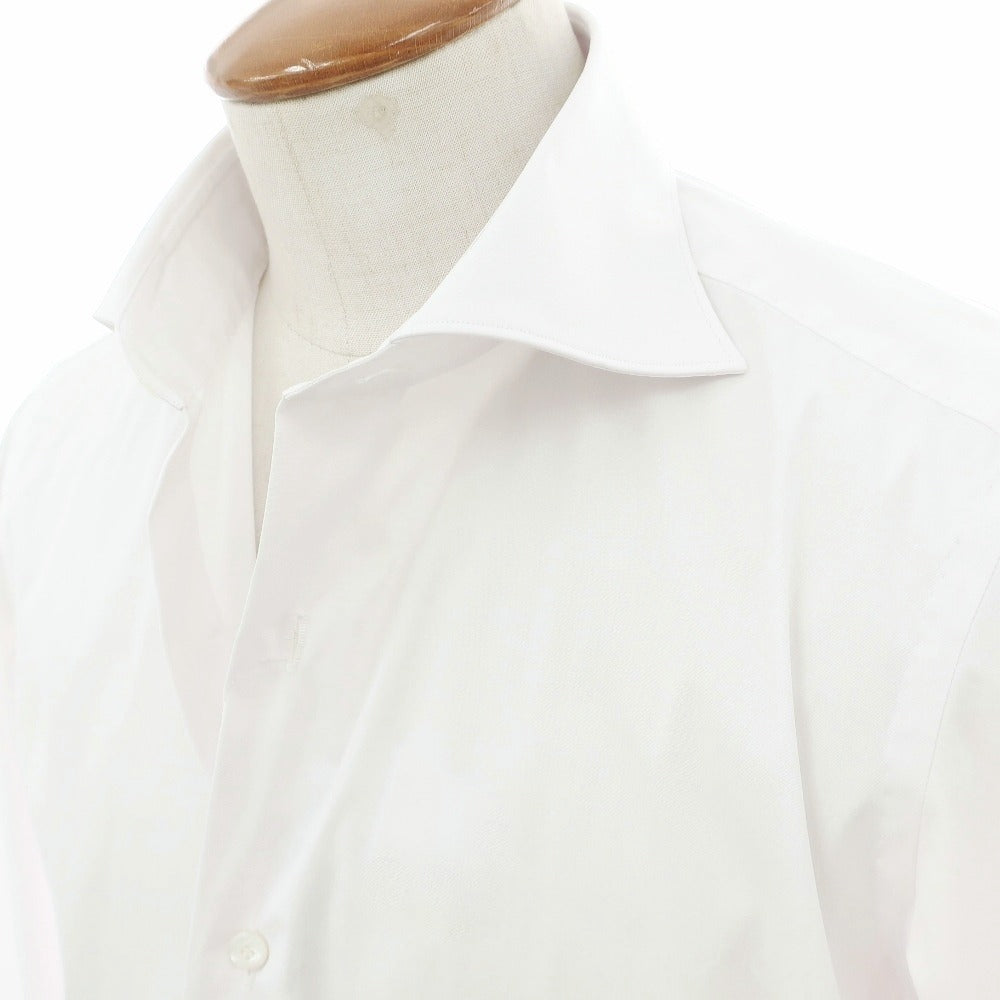 【新品アウトレット】フィナモレ Finamore ストレッチ コットンナイロン ワイドカラー ドレスシャツ ホワイト【サイズ40】【 状態ランクN- 】【 メンズ 】
