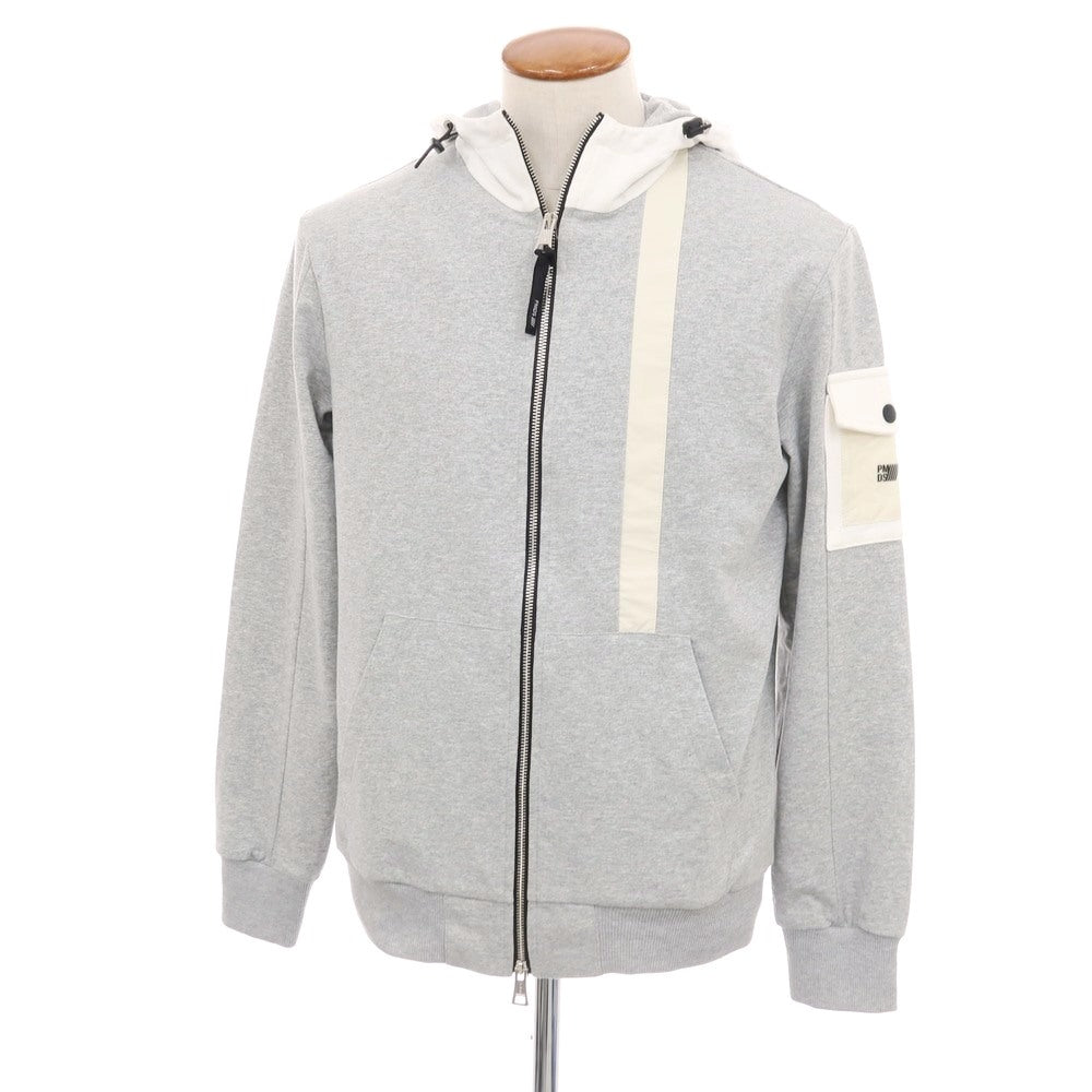 【新品】ピーエムディーエス PMDS コットンポリウレタン ダブルジップ パーカー グレーxホワイト【サイズM】【 状態ランクN 】【 メンズ 】