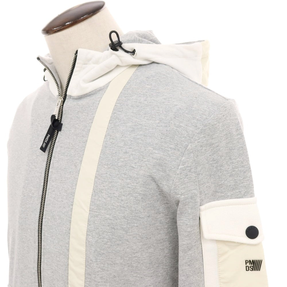【新品】ピーエムディーエス PMDS コットンポリウレタン ダブルジップ パーカー グレーxホワイト【サイズL】【 状態ランクN 】【 メンズ 】