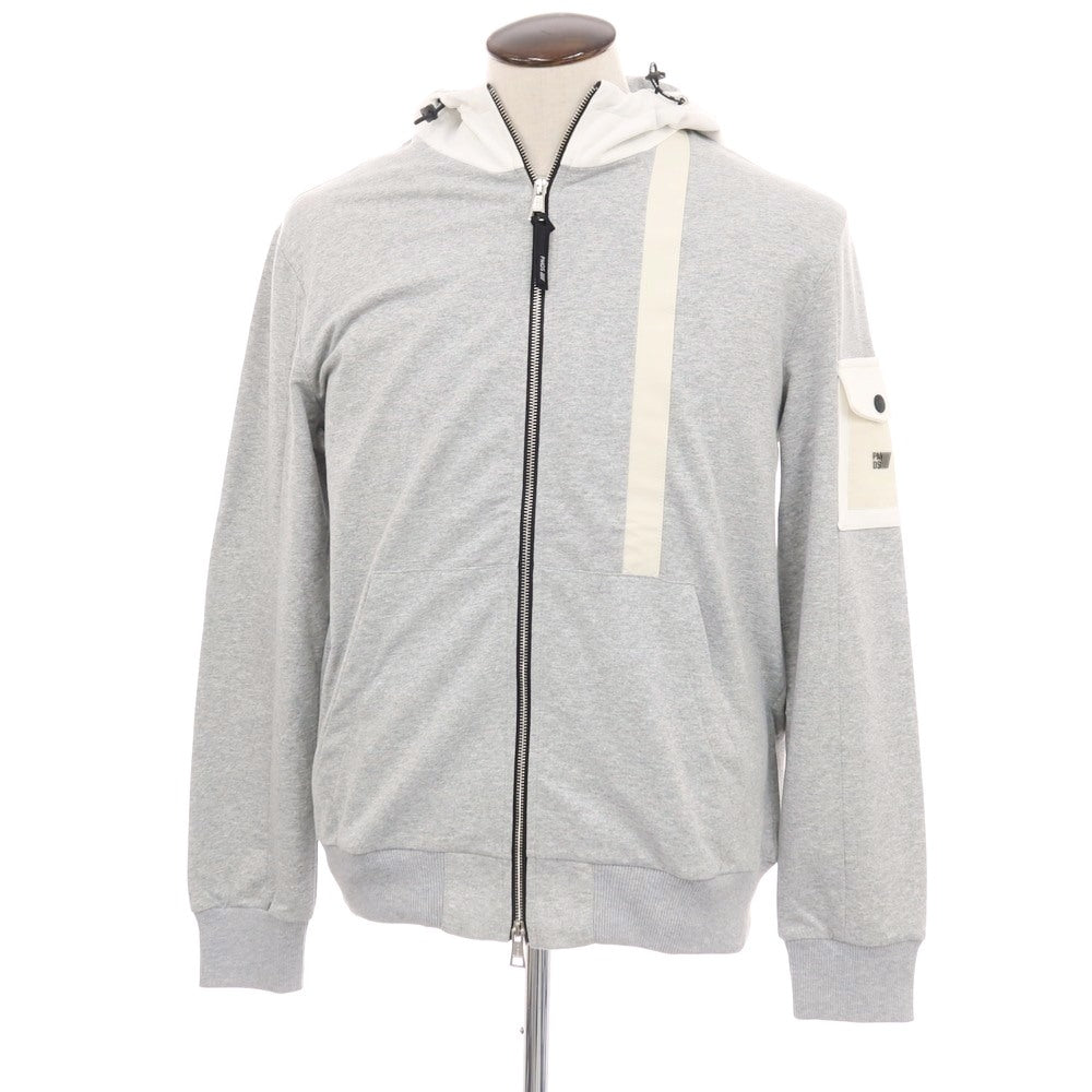 【新品】ピーエムディーエス PMDS コットンポリウレタン ダブルジップ パーカー グレーxホワイト【サイズXL】【 状態ランクN 】【 メンズ 】