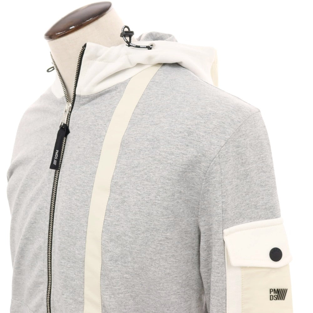 【新品】ピーエムディーエス PMDS コットンポリウレタン ダブルジップ パーカー グレーxホワイト【サイズXXL】【 状態ランクN 】【 メンズ 】