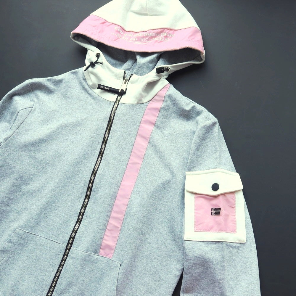 【新品】ピーエムディーエス PMDS コットンポリウレタン ダブルジップ パーカー グレーxホワイト【サイズXXL】【 状態ランクN 】【 メンズ 】