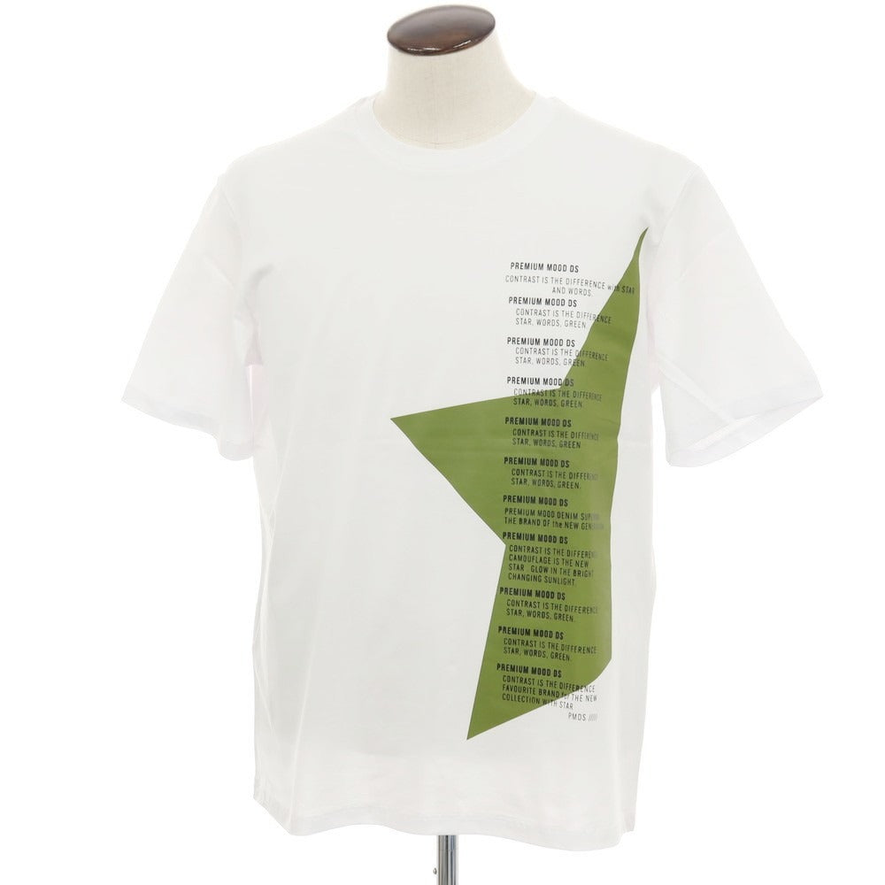 【新品】ピーエムディーエス PMDS コットン クルーネック 半袖Ｔシャツ ホワイトxオリーブ【サイズXL】【 状態ランクN 】【 メンズ 】