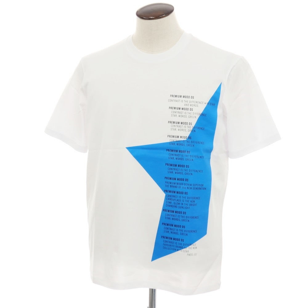 【新品】ピーエムディーエス PMDS コットン クルーネック 半袖Ｔシャツ ホワイトxブルー【サイズL】【 状態ランクN 】【 メンズ 】