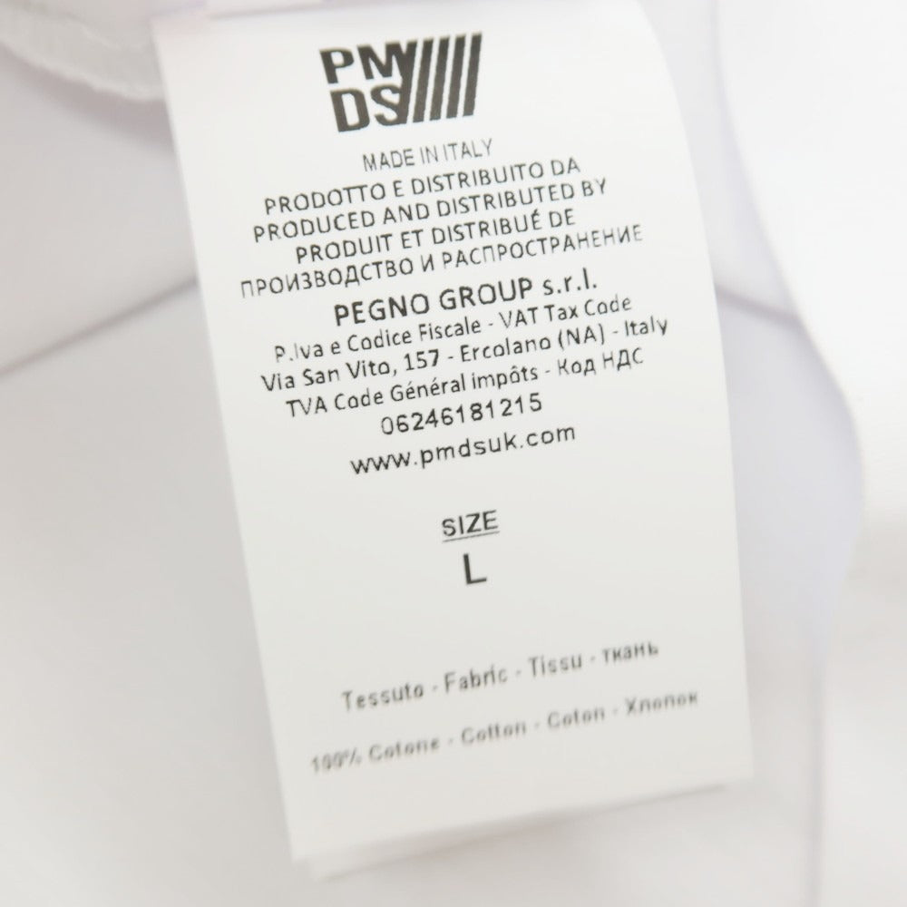 【新品】ピーエムディーエス PMDS コットン クルーネック 半袖Ｔシャツ ホワイトxブルー【 L 】【 状態ランクN 】【 メンズ 】[APD]