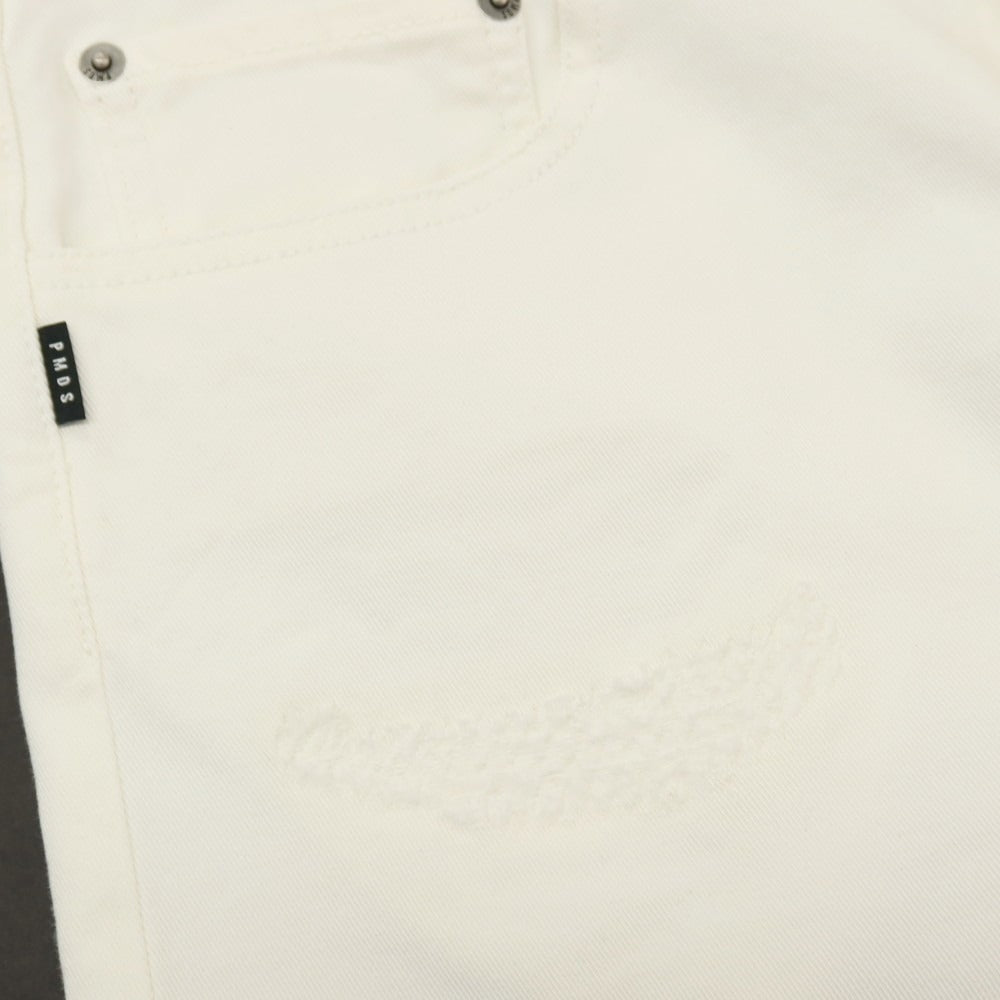【新品アウトレット】ピーエムディーエス PMDS TOMMY ダメージ加工 ストレッチ コットン カラーデニム ショートパンツ ホワイト【サイズ30】【 状態ランクN- 】【 メンズ 】
