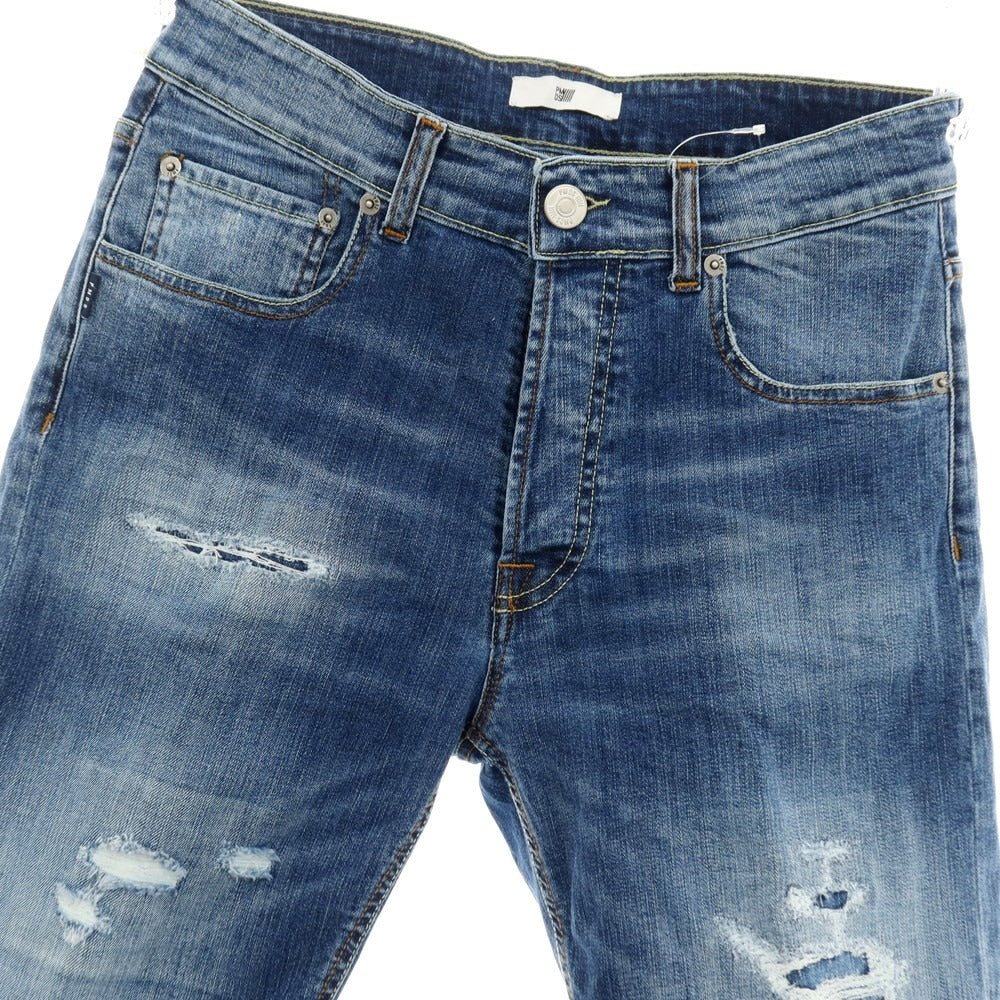 【新品】ピーエムディーエス PMDS TOMMY ダメージ加工 ストレッチ コットン デニム ショートパンツ ジーンズ ブルー【サイズ29】【 状態ランクN 】【 メンズ 】
