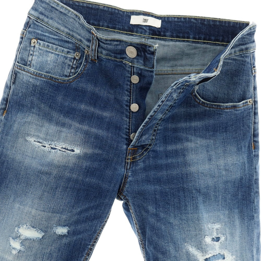 【新品】ピーエムディーエス PMDS TOMMY ダメージ加工 ストレッチ コットン デニム ショートパンツ ジーンズ ブルー【サイズ29】【 状態ランクN 】【 メンズ 】