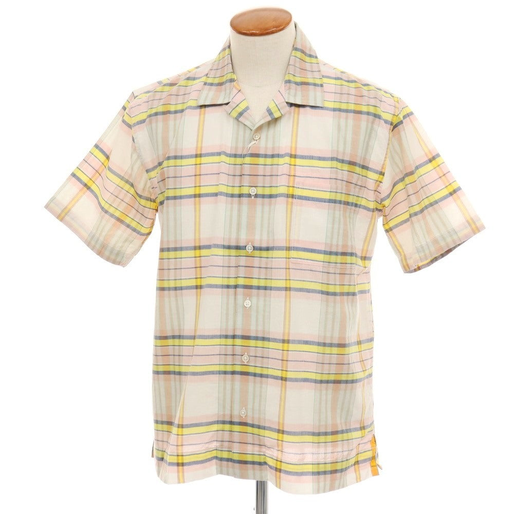 【新品】ア トリップ イン ア バッグ 04651/A TRIP IN A BAG コットン チェック オープンカラー 半袖シャツ ライトピンクxホワイト【サイズM】【 状態ランクN 】【 メンズ 】