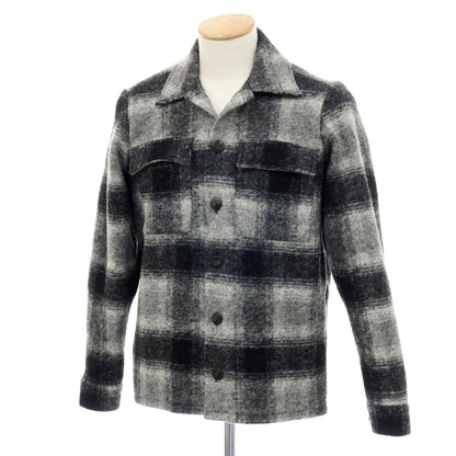 【中古】ギローバー GUY ROVER ウールポリエステル チェック シャツブルゾン ブラックxグレー【サイズS】【 状態ランクA 】【 メンズ 】