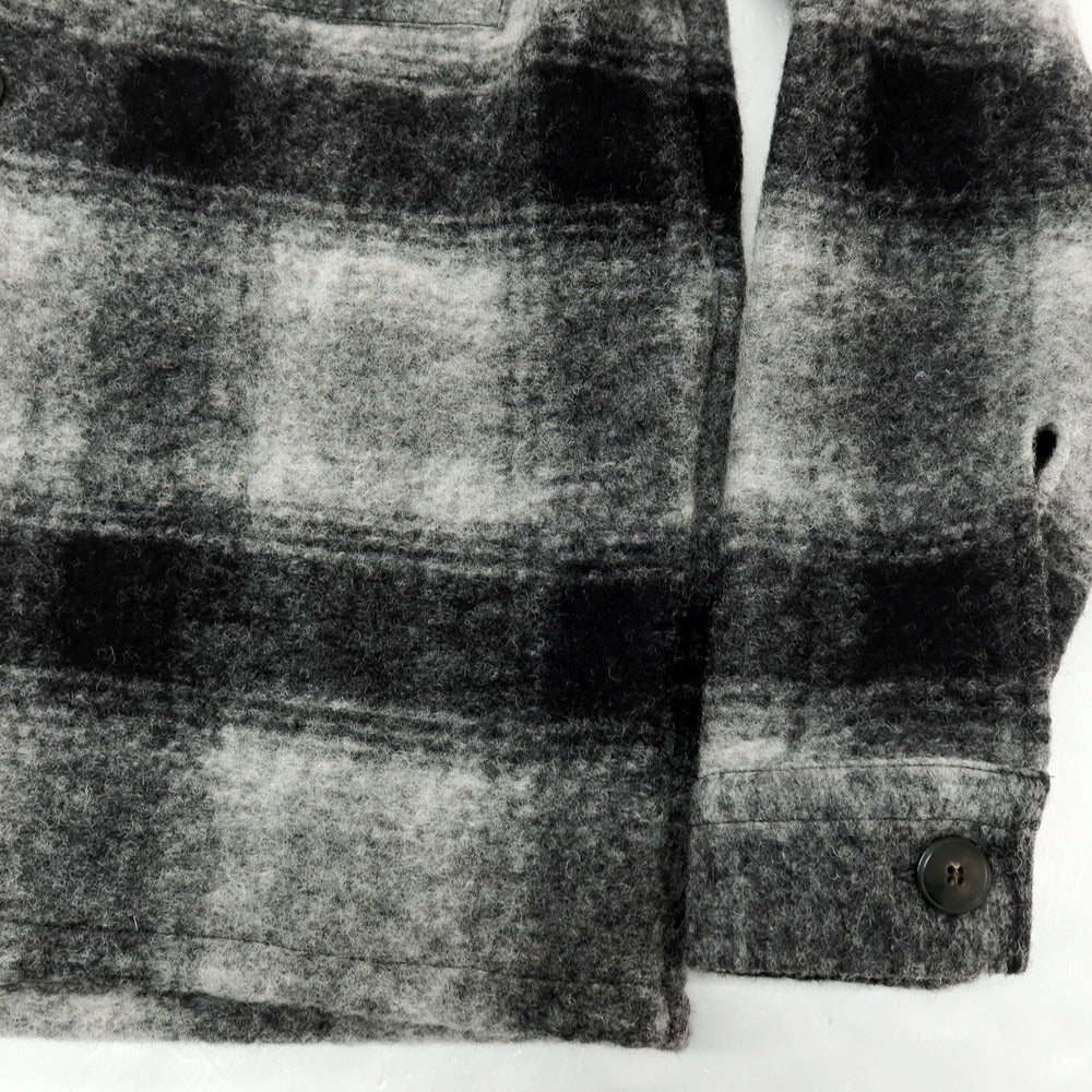 【中古】ギローバー GUY ROVER ウールポリエステル チェック シャツブルゾン ブラックxグレー【サイズS】【 状態ランクA 】【 メンズ 】