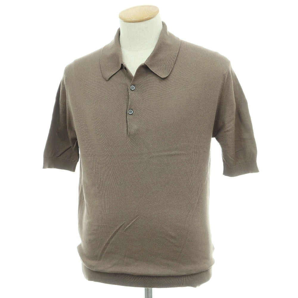 【中古】ジョンスメドレー JOHN SMEDLEY ハイゲージ シーアイランドコットン 半袖 ポロニット トープ系【サイズS】【 状態ランクB 】【 メンズ 】