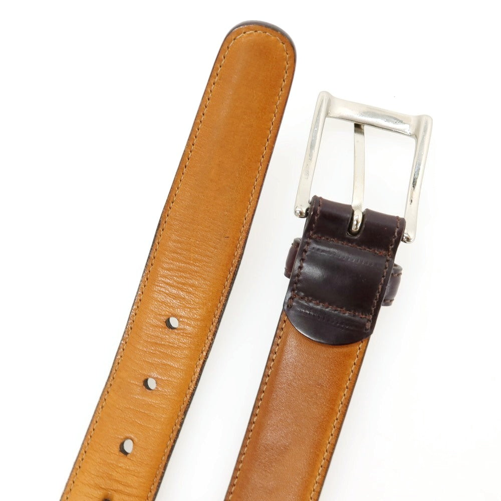 【中古】ケーティールイストン K.T.Lewiston シェルコートバン レザー ベルト ダークブラウンxシルバー【サイズ36/90】【 状態ランクC 】【 メンズ 】