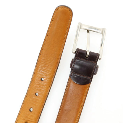 【中古】ケーティールイストン K.T.Lewiston シェルコートバン レザー ベルト ダークブラウンxシルバー【サイズ36/90】【 状態ランクC 】【 メンズ 】