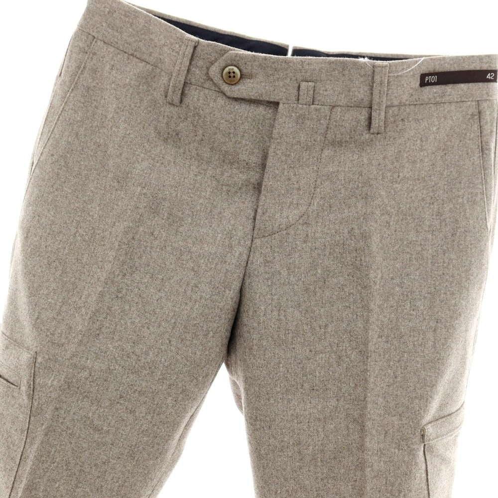 【中古】ピーティーゼロウーノ PT01 Editor ウール カーゴスラックスパンツ グレージュ【サイズ42】【 状態ランクA 】【 メンズ 】