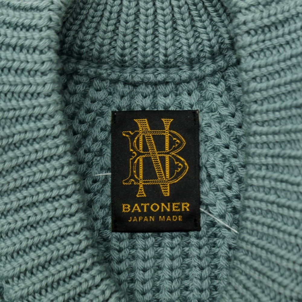 【中古】バトナー BATONER ウール クルーネック プルオーバーニット スモーキーグリーン【サイズ1】【 状態ランクB 】【 メンズ 】[APD]
