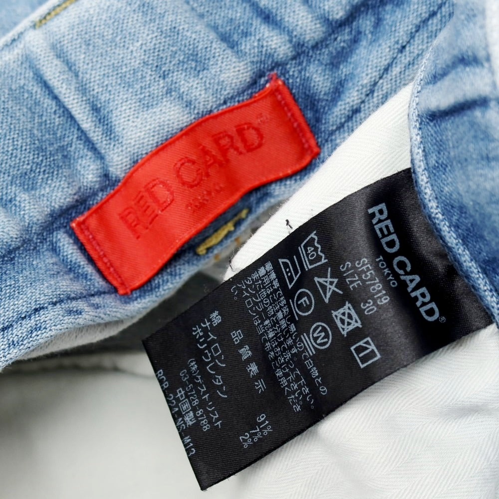 【中古】レッドカード RED CARD ストレッチ ペンキ加工 イージーデニムパンツ ライトブルー【サイズ30】【 状態ランクC 】【 メンズ 】