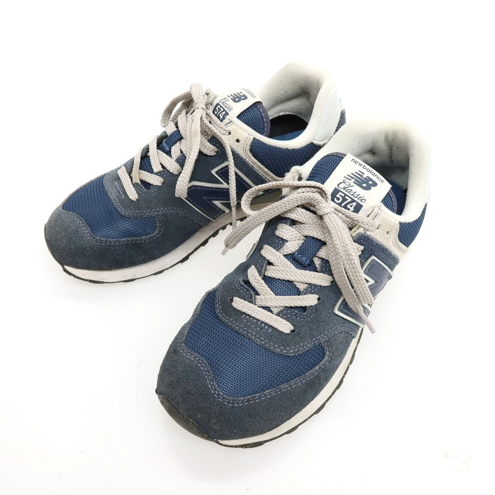 【中古】ニューバランス NEW BALANCE ML574EVN スウェード スニーカー ネイビー【 25.5 】【 状態ランクC 】【 メンズ 】 []