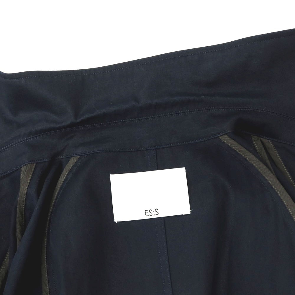 【中古】エス S コットン トレンチコート ネイビー【 サイズ1 】【 状態ランクB 】【 メンズ 】 [APD]