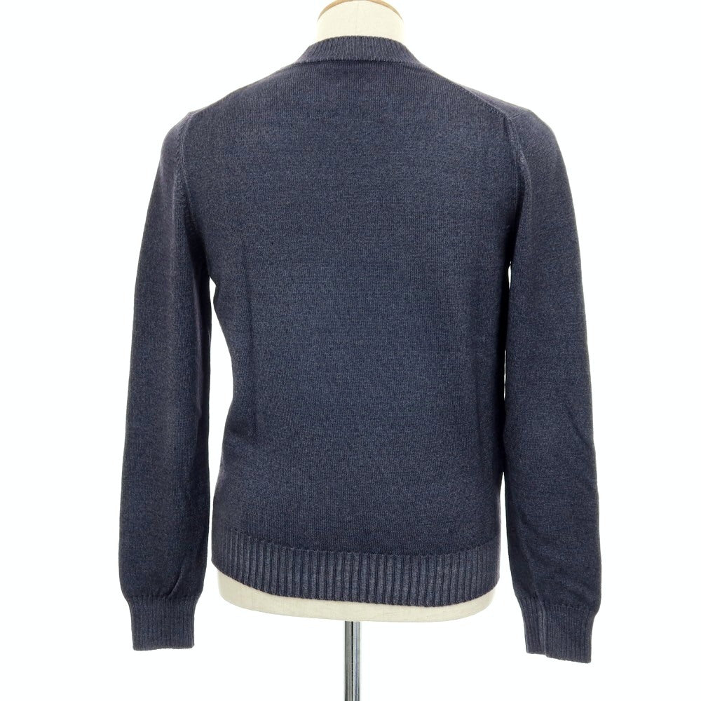 【中古】グランサッソ GRAN SASSO ガーメントダイ ウール モックネック プルオーバーニット グレイッシュネイビー【サイズ46】【 状態ランクC 】【 メンズ 】