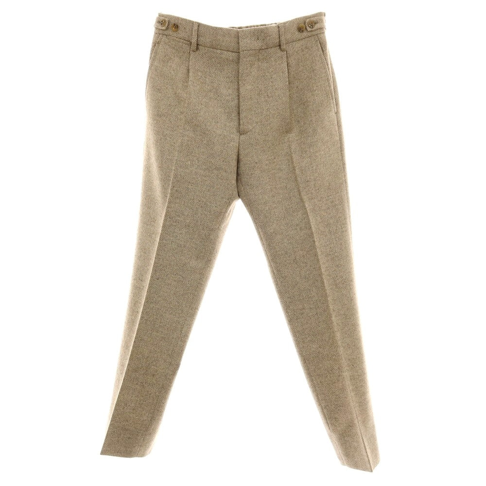【中古】ベルウィッチ BERWICH berto ウール ヘリンボーン イージースラックスパンツ ダークベージュ【サイズ44】【 状態ランクB 】【 メンズ 】