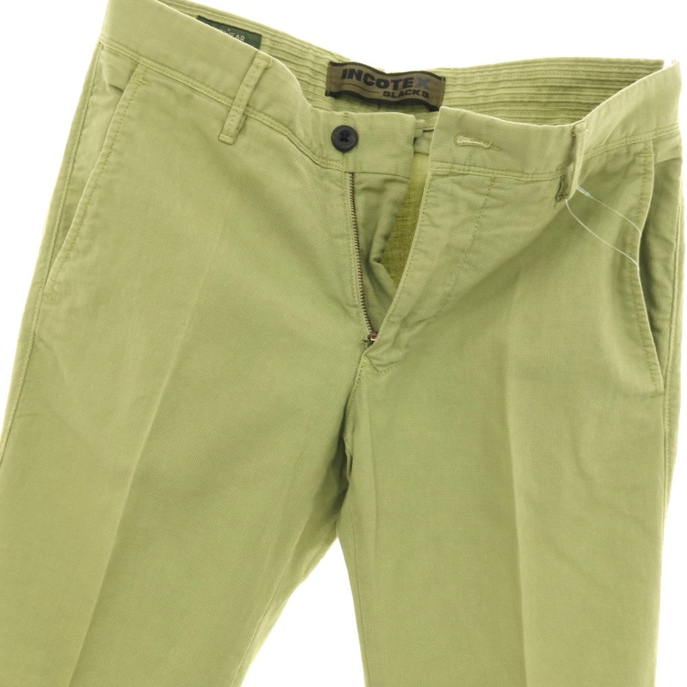 【中古】インコテックス スラックス INCOTEX SLACKS ストレッチ コットンリネン カジュアルスラックスパンツ ライトグリーン【サイズ29】【 状態ランクB 】【 メンズ 】