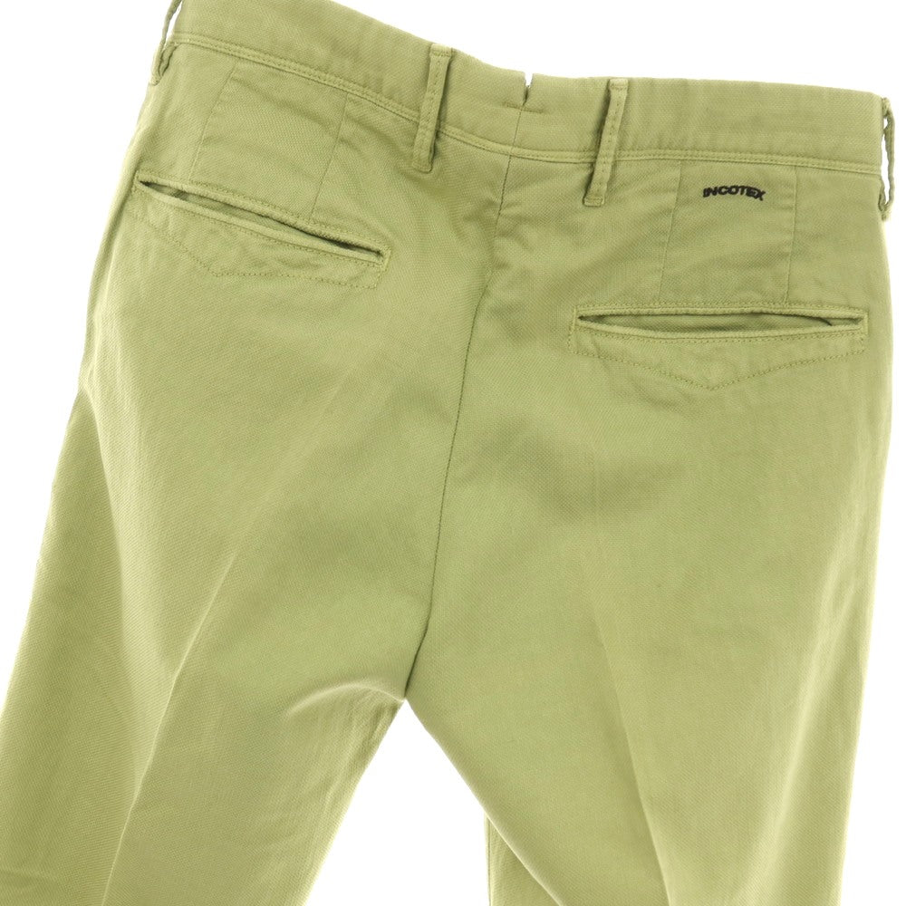 【中古】インコテックス スラックス INCOTEX SLACKS ストレッチ コットンリネン カジュアルスラックスパンツ ライトグリーン【サイズ29】【 状態ランクB 】【 メンズ 】