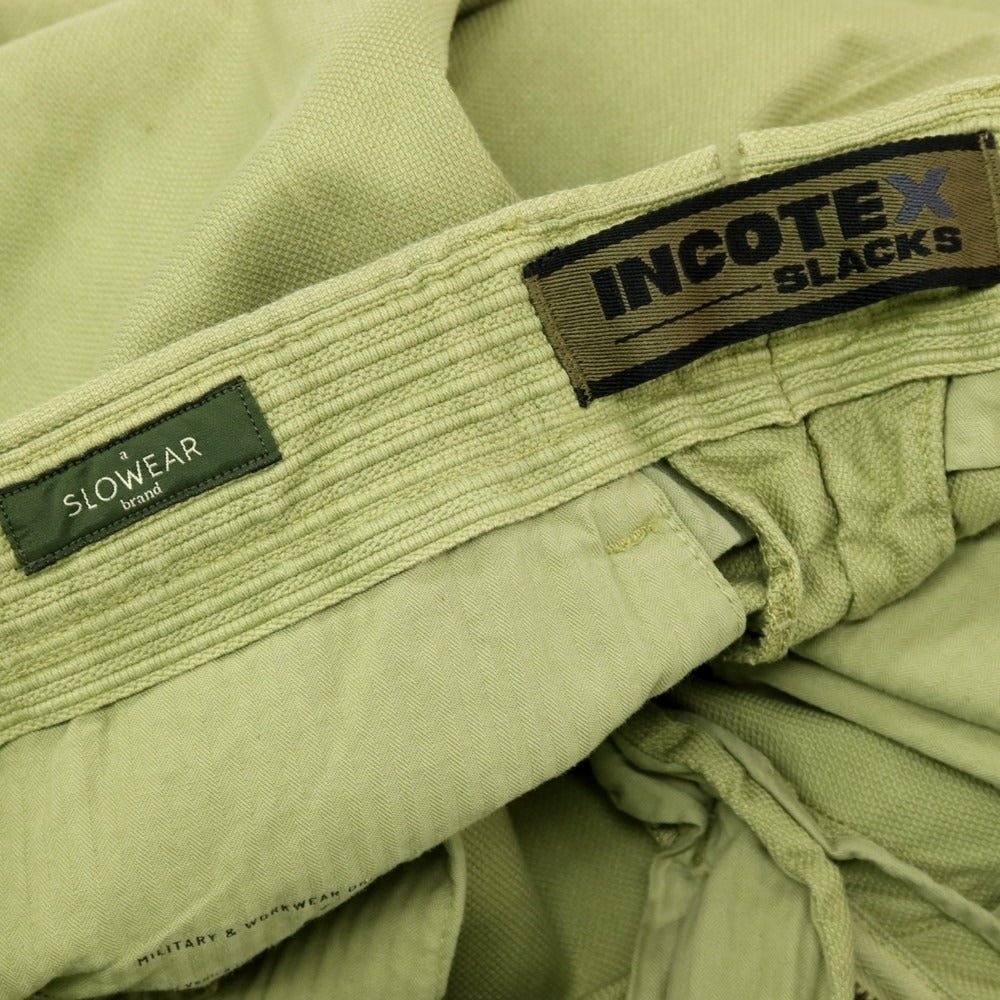 【中古】インコテックス スラックス INCOTEX SLACKS ストレッチ コットンリネン カジュアルスラックスパンツ ライトグリーン【サイズ29】【 状態ランクB 】【 メンズ 】