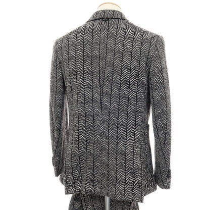 【中古】ジーステージ g-stage ポリエステルジャージー 2つボタンスーツ ブラックxホワイト【サイズ44】【 状態ランクB 】【 メンズ 】