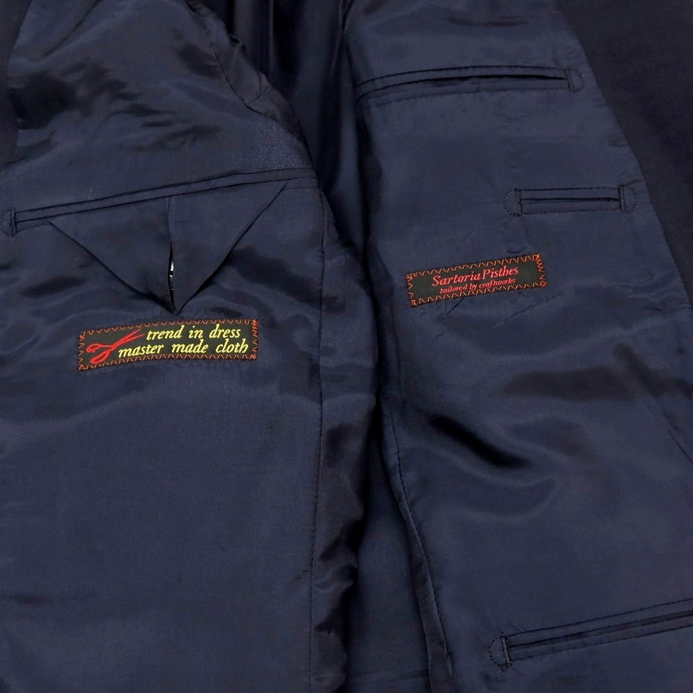 【中古】サルトリアピスケス Sartoria Pisthes レーヨンウール 2つボタンスーツ ネイビー【 サイズ44 】【 状態ランクC 】【 メンズ 】 [APD]