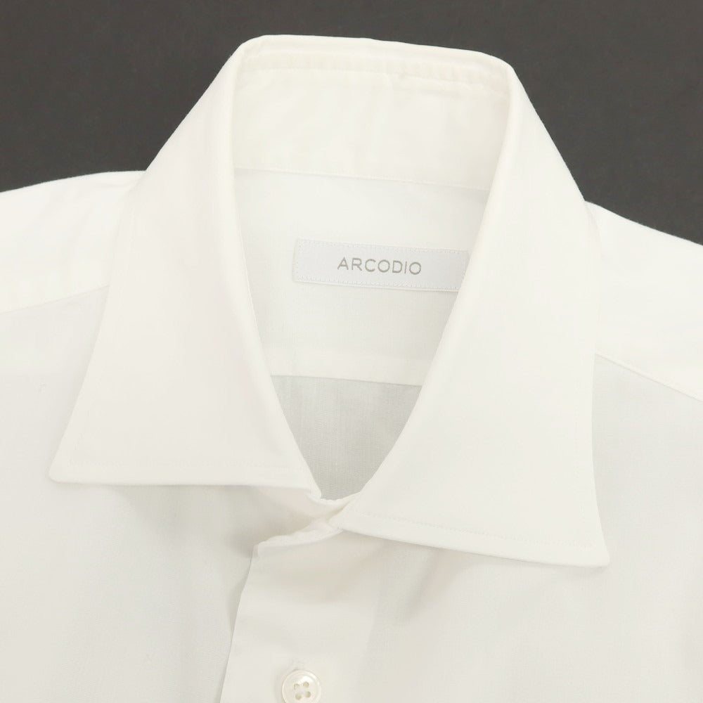 【中古】アルコディオ ARCODIO ストレッチ コットン セミワイドカラー ドレスシャツ ホワイト【サイズ37】【 状態ランクC 】【 メンズ 】