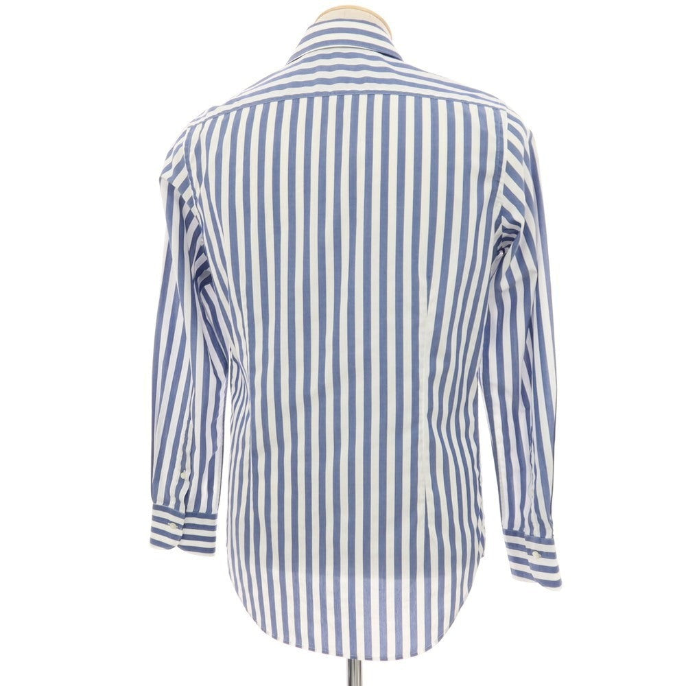 【中古】アントニオ ラベルダ ANTONIO LAVERDA コットン ストライプ ワイドカラー ドレスシャツ ネイビーxホワイト【サイズ表記なし(XS位)】【 状態ランクC 】【 メンズ 】