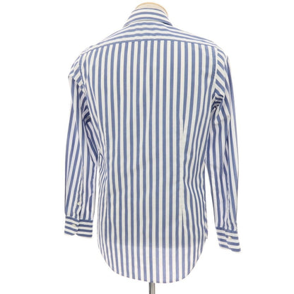 【中古】アントニオ ラベルダ ANTONIO LAVERDA コットン ストライプ ワイドカラー ドレスシャツ ネイビーxホワイト【サイズ表記なし(XS位)】【 状態ランクC 】【 メンズ 】