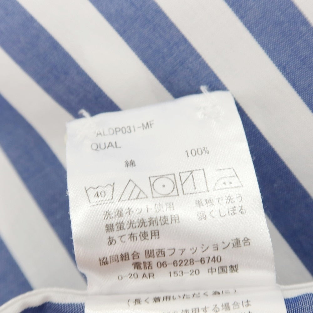 【中古】アントニオ ラベルダ ANTONIO LAVERDA コットン ストライプ ワイドカラー ドレスシャツ ネイビーxホワイト【サイズ表記なし(XS位)】【 状態ランクC 】【 メンズ 】[CPD]