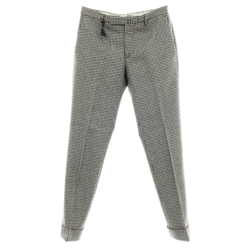 【中古】インコテックス INCOTEX ウール チェック カジュアルスラックスパンツ ブラックxホワイト【サイズ44】【 状態ランクC 】【 メンズ 】