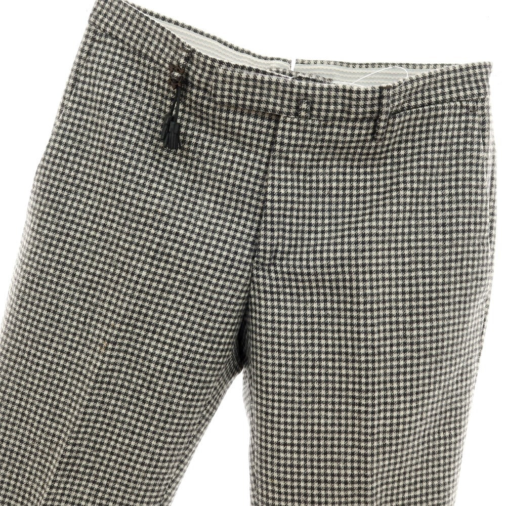 【中古】インコテックス INCOTEX ウール チェック カジュアルスラックスパンツ ブラックxホワイト【サイズ44】【 状態ランクC 】【 メンズ 】