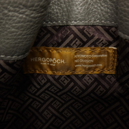 【中古】エルゴポック HERGOPOCH レザー 巾着ポーチ グレー【 状態ランクB 】【 ユニセックス 】