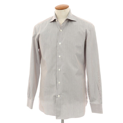 【中古】エリコフォルミコラ ERRICO FORMICOLA コットン ストライプ ワイドカラー ドレスシャツ グレーxホワイト【サイズ40】【 状態ランクC 】【 メンズ 】