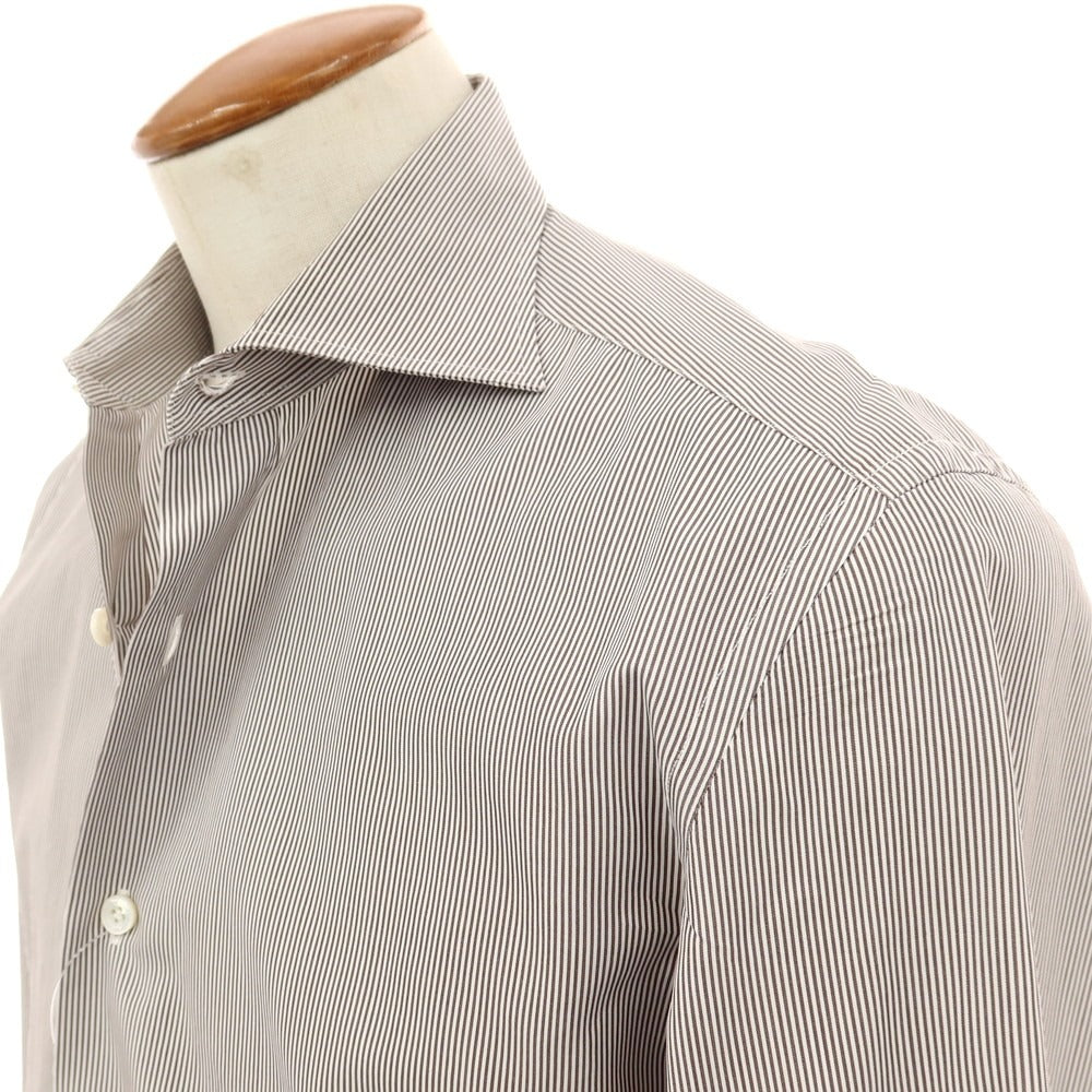 【中古】エリコフォルミコラ ERRICO FORMICOLA コットン ストライプ ワイドカラー ドレスシャツ グレーxホワイト【サイズ40】【 状態ランクC 】【 メンズ 】