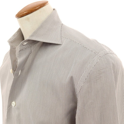 【中古】エリコフォルミコラ ERRICO FORMICOLA コットン ストライプ ワイドカラー ドレスシャツ グレーxホワイト【サイズ40】【 状態ランクC 】【 メンズ 】