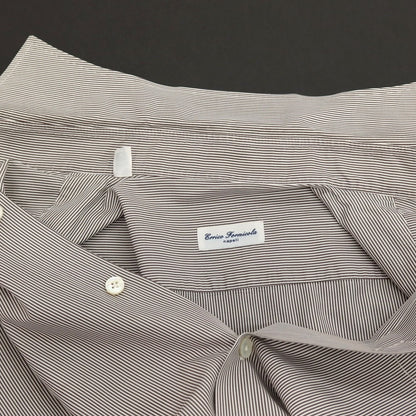 【中古】エリコフォルミコラ ERRICO FORMICOLA コットン ストライプ ワイドカラー ドレスシャツ グレーxホワイト【サイズ40】【 状態ランクC 】【 メンズ 】