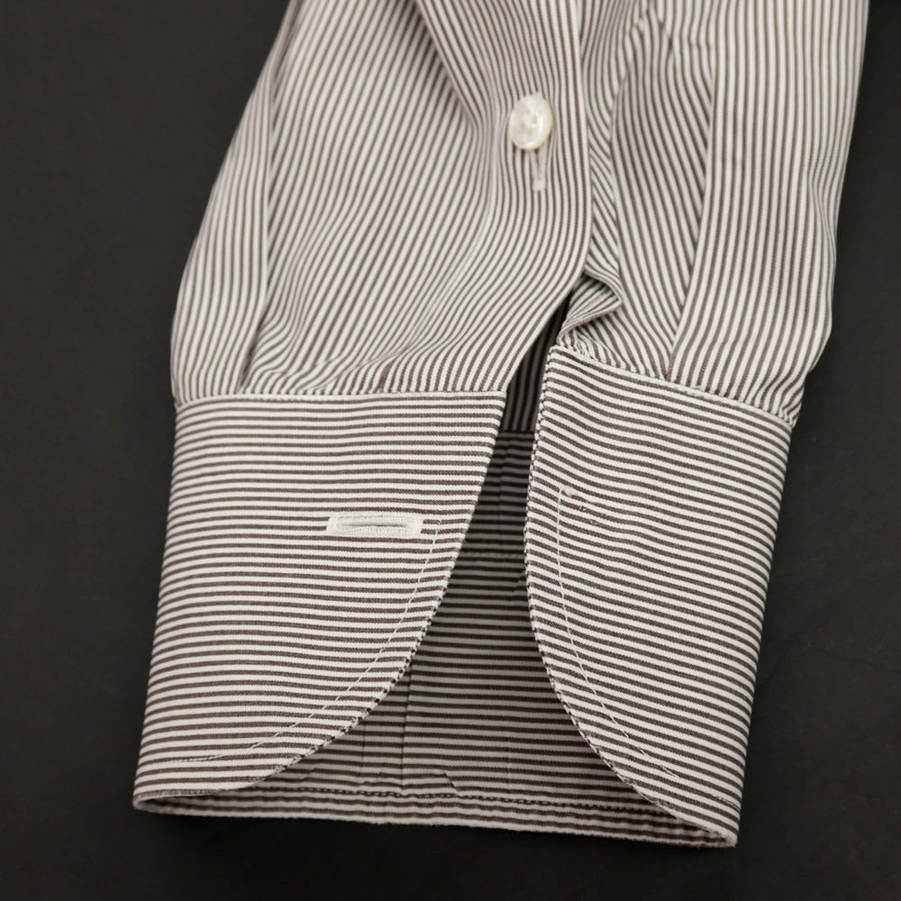 【中古】エリコフォルミコラ ERRICO FORMICOLA コットン ストライプ ワイドカラー ドレスシャツ グレーxホワイト【サイズ40】【 状態ランクC 】【 メンズ 】