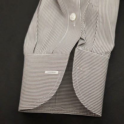 【中古】エリコフォルミコラ ERRICO FORMICOLA コットン ストライプ ワイドカラー ドレスシャツ グレーxホワイト【サイズ40】【 状態ランクC 】【 メンズ 】