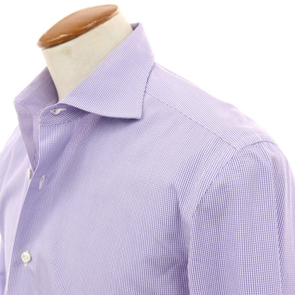 【中古】エリコフォルミコラ ERRICO FORMICOLA コットン チェック ワイドカラー ドレスシャツ ブルーxホワイト【サイズ40】【 状態ランクC 】【 メンズ 】