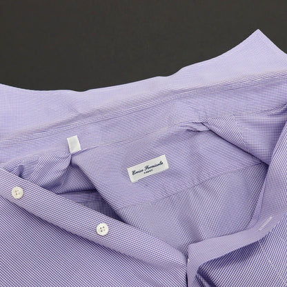 【中古】エリコフォルミコラ ERRICO FORMICOLA コットン チェック ワイドカラー ドレスシャツ ブルーxホワイト【サイズ40】【 状態ランクC 】【 メンズ 】