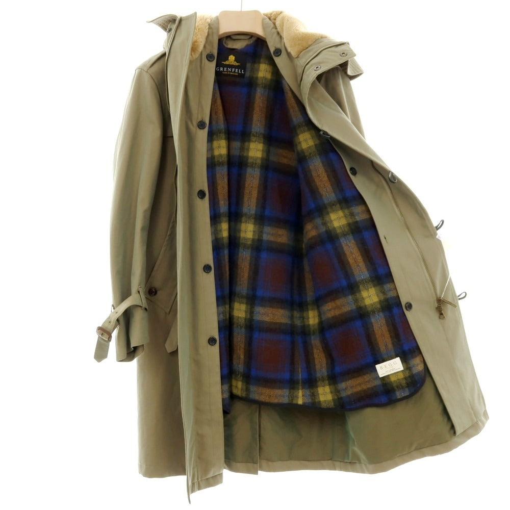 【中古】グレンフェル GRENFELL コットン ウールライナー付き フーデッド トレンチコート グリーン系【サイズ34】【 状態ランクB 】【 メンズ 】