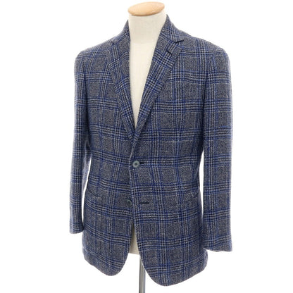 【中古】スティレ ラティーノ STILE LATINO シルクリネンコットン チェック 3B テーラードジャケット ネイビーxブラック【サイズ44】【 状態ランクB 】【 メンズ 】