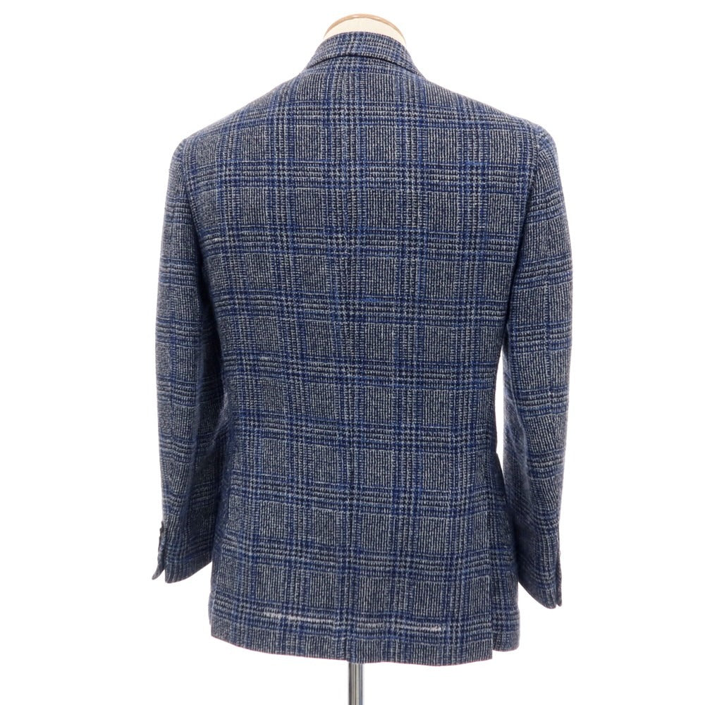 【中古】スティレ ラティーノ STILE LATINO シルクリネンコットン チェック 3B テーラードジャケット ネイビーxブラック【サイズ44】【 状態ランクB 】【 メンズ 】