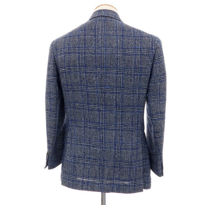 【中古】スティレ ラティーノ STILE LATINO シルクリネンコットン チェック 3B テーラードジャケット ネイビーxブラック【サイズ44】【 状態ランクB 】【 メンズ 】